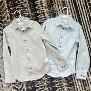Calvin Klein Boy's Lot of 2 Dress Shirts in Size 8 Slim Fit/Stretch Gray/Blue